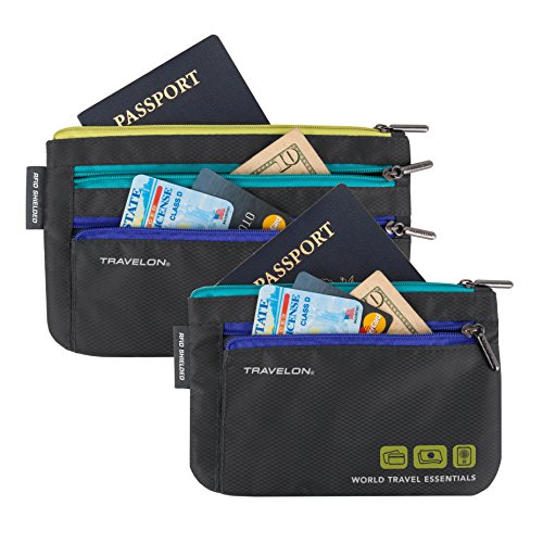 Travelon World Travel Essentials Set Of 2 Currency and Passport Organizers