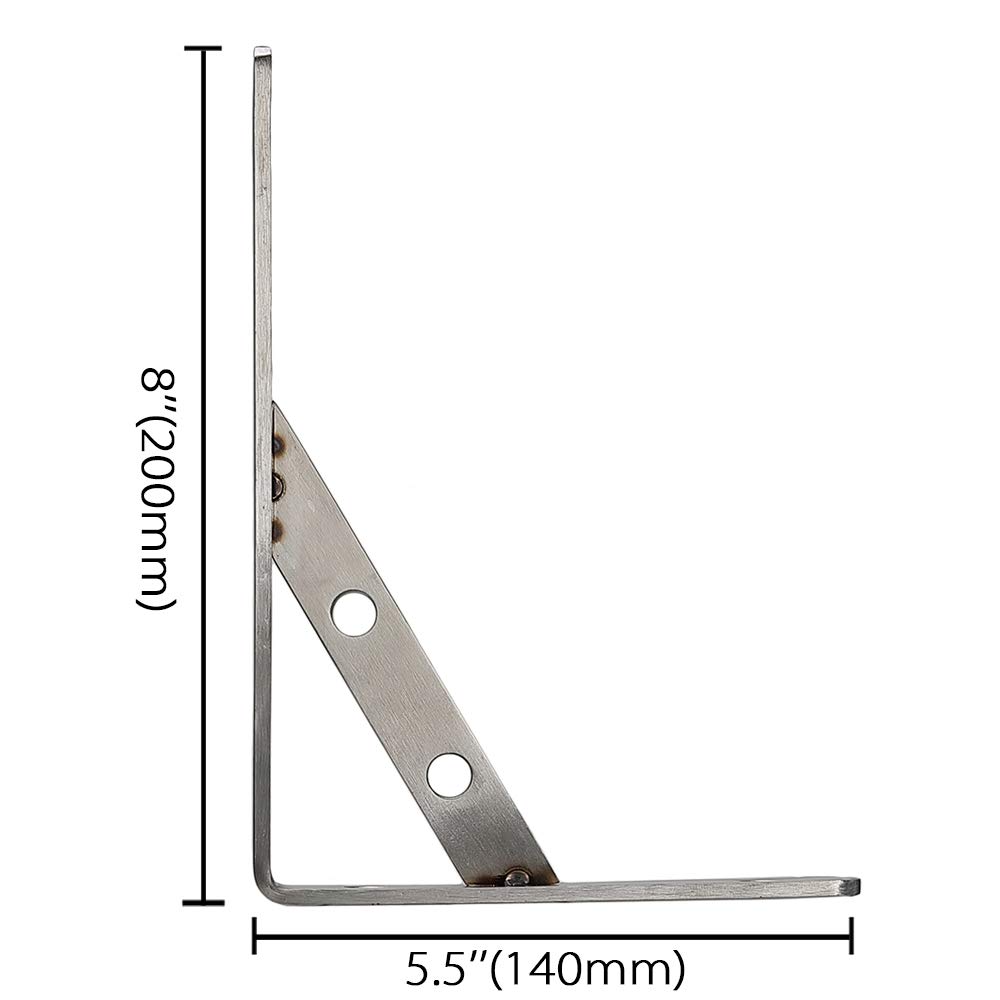 Console voor zware lasten, 400 x 240 mm, 2 stuks dragers voor zware lasten van 4 mm dik roestvrij staal, plankdrager, hoekdrager, metaal, plankhoek, plankhouder met schroeven en pluggen, zilver