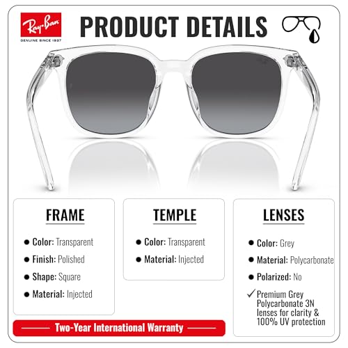 Image of Ray-Ban RB4401D Square Shaped Sunglasses for Men & Women with Official RAYBAN Eyewear Kit