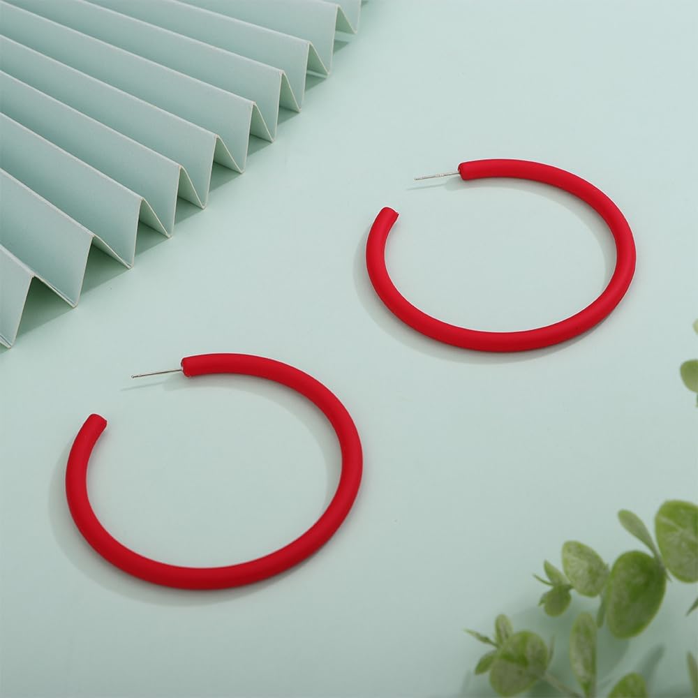 Kercisbeauty Acrylic Tube Blue Hoop Earrings for Women Girls Sterling Silver Piercing Jewelry Y2k Retro Cute Earrings (Black) - Image 5