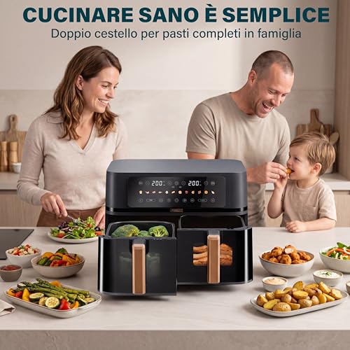 Princess Friggitrice ad Aria Doppia 9L 3100W – Due zone di cottura con funzione Sync Finish, ampia capacità per pasti in famiglia, cuoce due pietanze contemporaneamente - Immagine 1