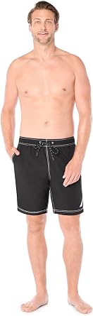 Nautica Men's Solid Quick Dry Classic Logo Swim-Trunk
