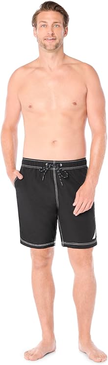 Nautica Men's Solid Quick Dry Classic Logo Swim-Trunk