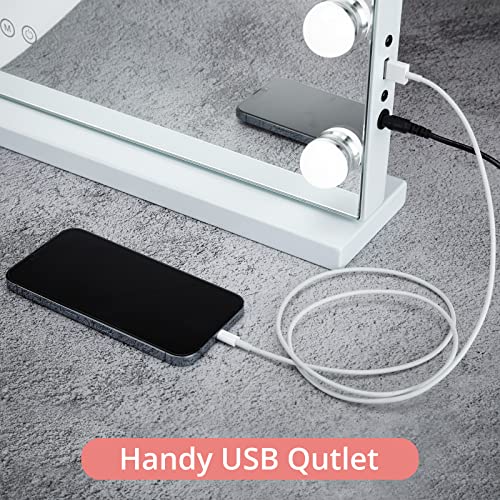 Koolee Makeup Mirror, 23X19In Hollywood Makeup Mirror With 15 Bulbs, 3 Light Colors, Touch Screen, Usb Port, Desktop And Wall Mount, For Homes, Professional Makeup Rooms, Shopping Malls… #TOP4