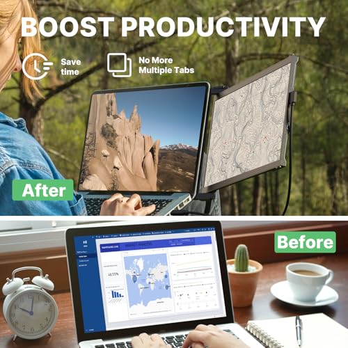Image of MP Portable Monitor - 2026 Mobile Pixels Nexus 14.1 inch Laptop Screen Extender | IPS Ultra Slim Laptop Monitors, USB C /USB A /HDMI 1080P Monitor for 14 inch-17 inch Laptops, Windows /macOS /Android /Switch Compatible