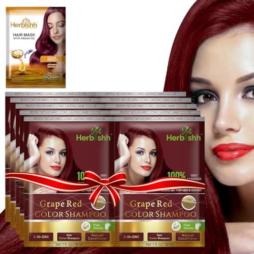 Herbishh Hair Color Shampoo for Gray Hair–Natural Hair Dye Shampoo with Argan Hair Mask–Travel size-Colors Hair in Minutes–Long lasting...
