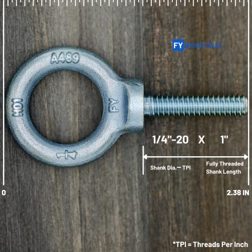 Image of 3 Pcs Lifting Shoulder Eye Bolts 1 /4 inch-20 X 1 |Blue Bright Zinc Plated