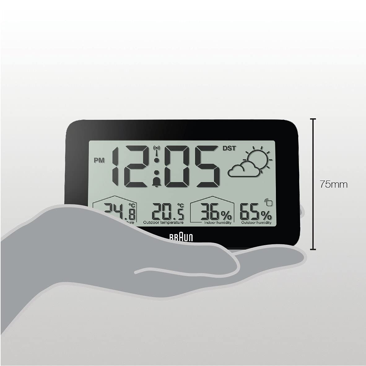 Braun BC13BP-DCF Station météo numérique radio-pilotée avec réveil, température, humidité, prévisions et alarme