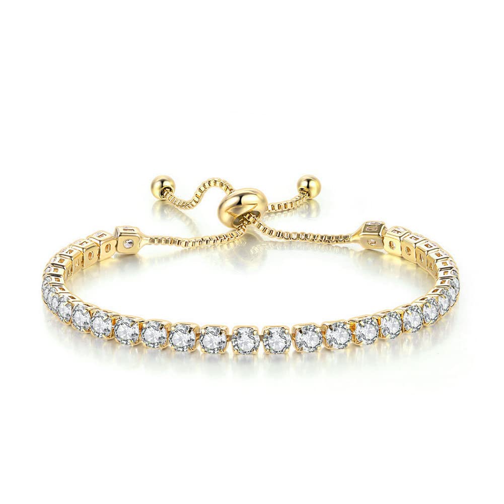 Wedity Classic Sparkling Tennis Bracciale Catena da polso in cristallo Accessori per mani regolabili Gioielli per donne Ragazze