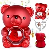Aloskart Ewige Rose Bär, Rosenbox mit Kette, Ewige Rosen Geschenkbox...