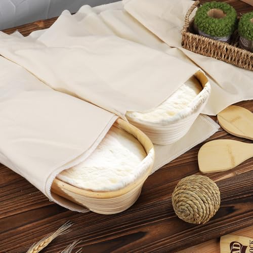 3pcs All-cotton Tea Towels for Baking Sourdough - 28\" x 28\" Unbleached Bread Proofing Cover Cloth, Flour Sack Towels for Dough Raising Baguettes Loaves Ciabatta Bread Basket Cloth Bakers Gifts - Thumbnail 7