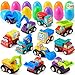 JOYIN 12 Pcs Easter Eggs Filled with Toy Cars, Colorful Prefilled Pull Back Construction Vehicle, and Race Car for Kids Boys Hunt, Basket Stuffers, Party Favors, Classroom Prize