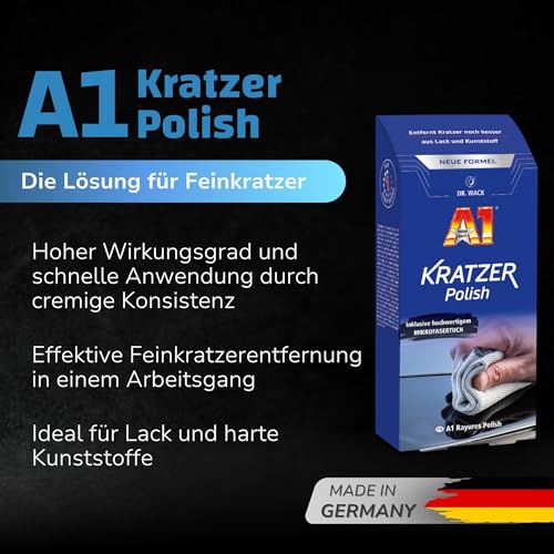 DR. WACK A1 Kratzer Polish 50 ml inkl. Mikrofasertuch - Kratzer-Entferner für Autos - Polierpaste...