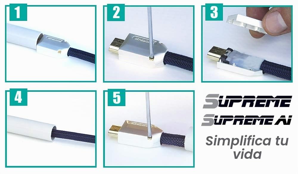 Ricable F05 Supreme 0,5 m - Cable HDMI 2.0 Ultra HD 4K HDR Bandwith 29 Gbps para Canales y corrugados