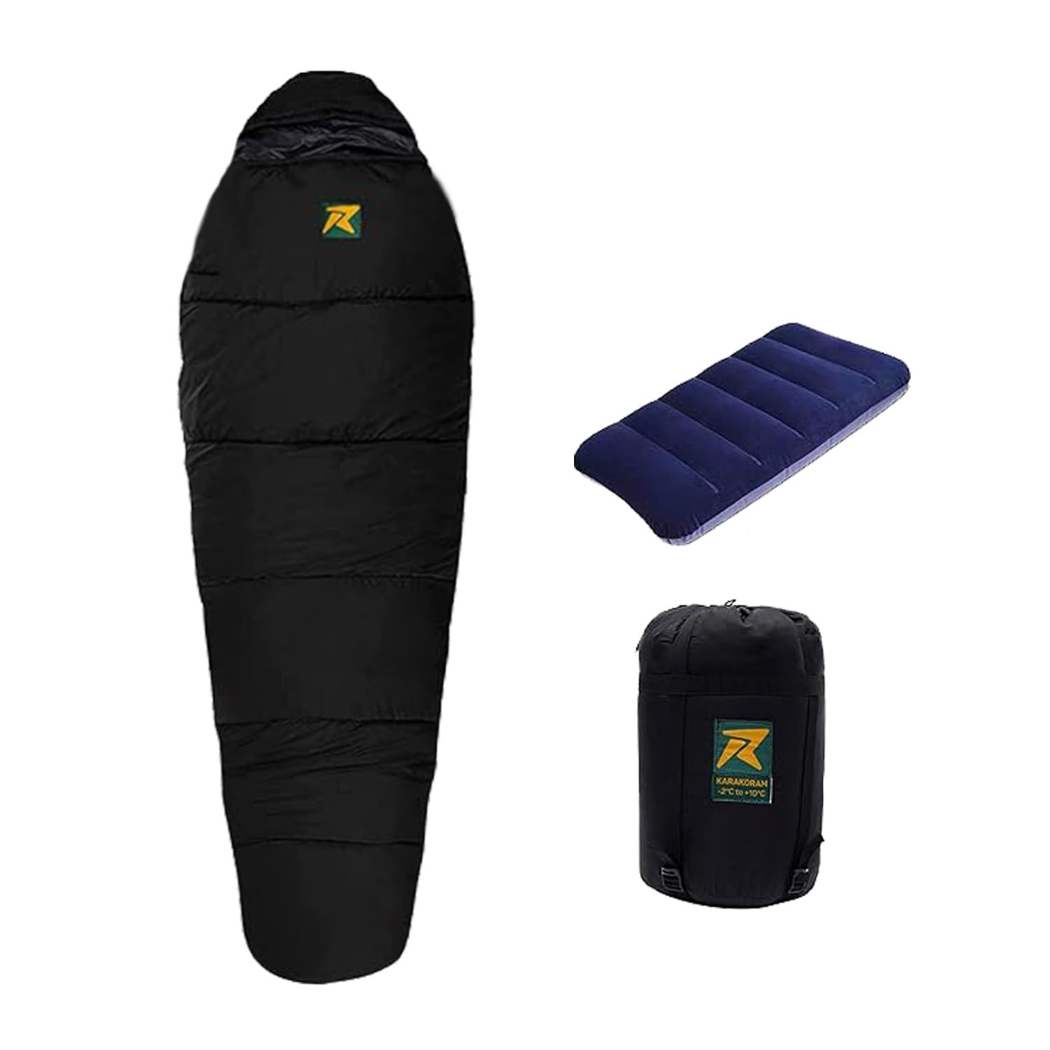 Rocksport Karakoram Sleeping Bag for Adults (-2°C to +10°C) | Winter Sleeping Bag with Extra Fleece Liner for Men & Women | Warm, Lightweight & Compact Camping Sleep Bag (Black)