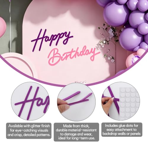 Image of TONIFUL Happy Birthday Sign for Backdrop - Pink Purple Felt Banner - Includes Dot Glue - Perfect for Birthday Party Backdrop,Wall Decr,Balloon Arch,Photo Background