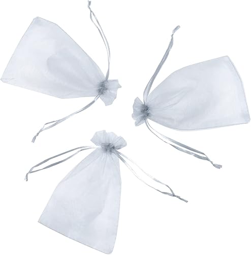 Miniatura 3 de GANKEIC 50 bolsas de regalo de organza de 4 x 6 pulgadas, bolsa de malla transparente con cordón para empaquetar, fiesta, Navidad