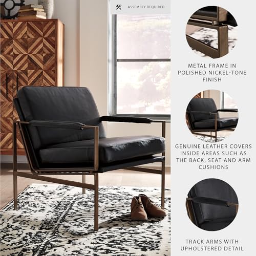 Signature Design by Ashley - Puckman Accent Chair - Modern - Leather Upholstery - Black by Signature Design by Ashley - Image 3