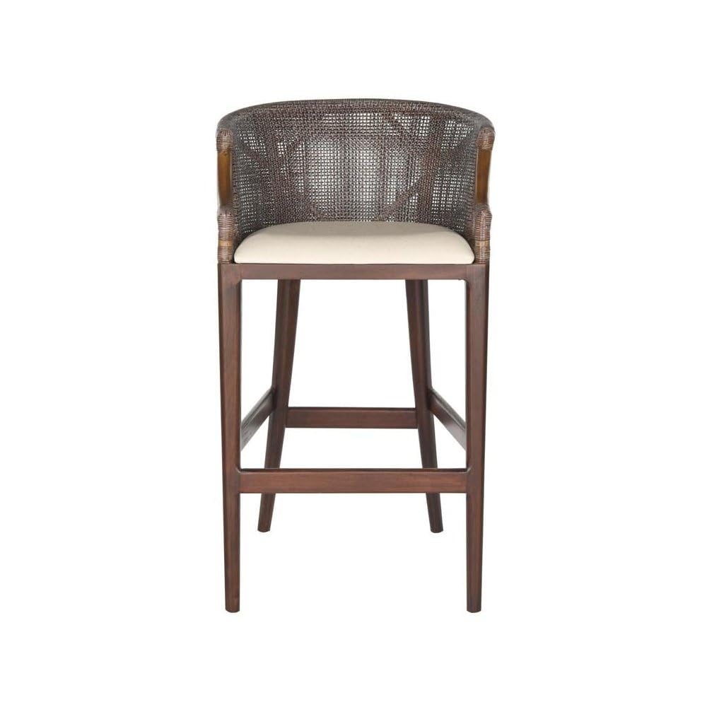 White Artisan Bar Stool with Foam Cushion by Starlight Canyon Home – Wood, Brown