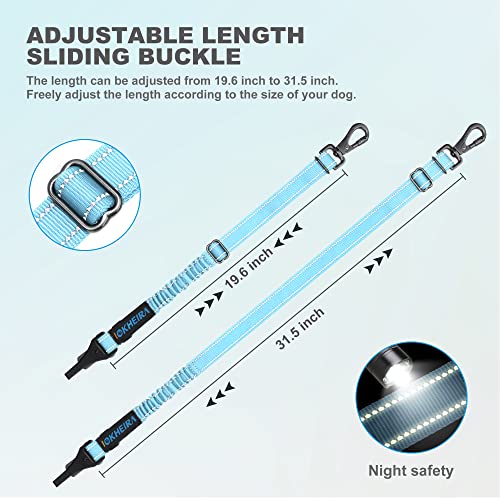 Image of Dog Seat Belt 3-in-1 Car Harness for Dogs Adjustable Safety Seatbelt for Car Nylon Reflective Bungee Fabric Dog Car Harness with Clip Hook Latch & Buckle, Swivel Zinc Alloy Carabiner (Light Blue)