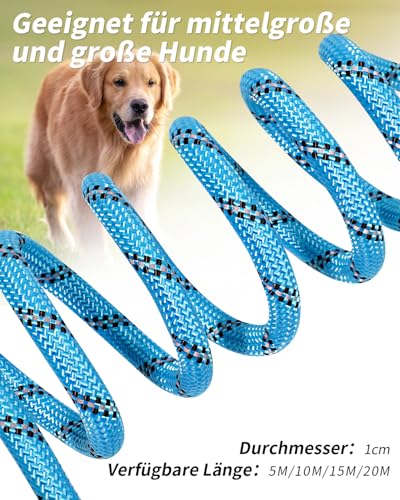 Joytale Schleppleine 5m-20m für Hunde, Reflektierend, Gepolsterter Griff, Abschließbarer Karabiner (Blau, 5m)