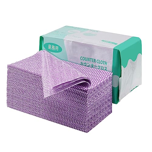 潔の夢 ダスター カウンタークロス 大判 繰り返し使用可能 油汚れに強い 吸水 速乾 家庭用 業務用 30x60cm 100枚入 (パープル)