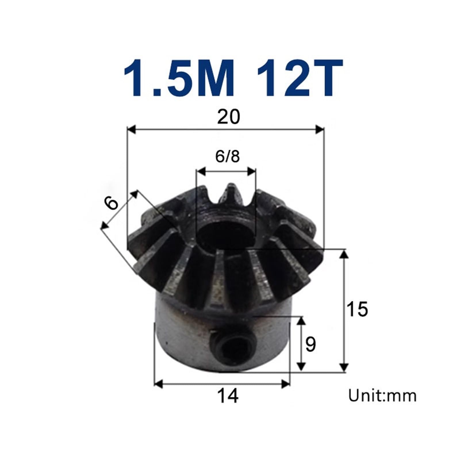 Ingranaggi conici da 1,5 M a 12 denti, foro interno da 8 mm, ingranaggi in acciaio, 1 pezzo(5pcs 1.5M 12 Teeth)