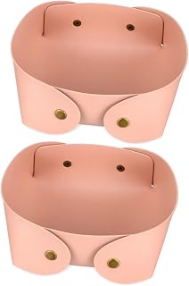 ULTECHNOVO 2 Piezas Caja Organizadora de Almacenamiento de Cuero Plegable para Escritorio para Claves Cosméticos y Joyas Color Rosa