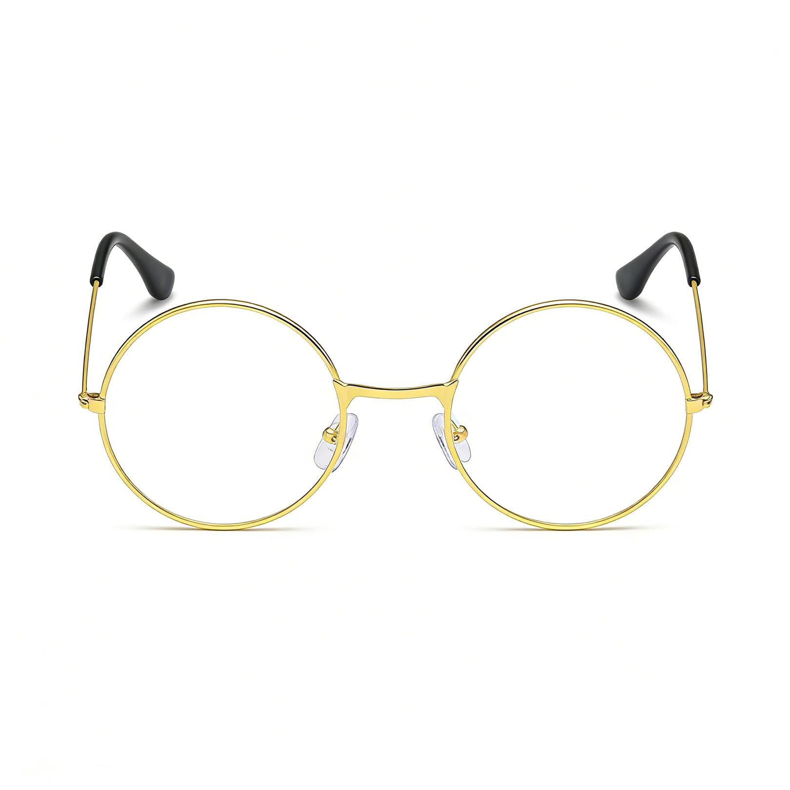 VILITI Round Glasses,Fake Eyeglasses Retro 90s Metal Frame Clear Lenses Vintage Wire Lens Eye Glass Fashion Fancy Eyewear,for Cosplay Wizard Costume Prop Dress Up Geek Accessories Women's Men (Gold) — image 1