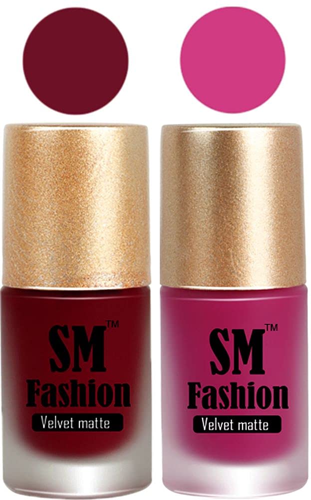 SM FASHION Nail Polishes, Ruby Pink -Magenta Velvet Matte Nail Paint Combo Set of 2 Pcs 7ml each