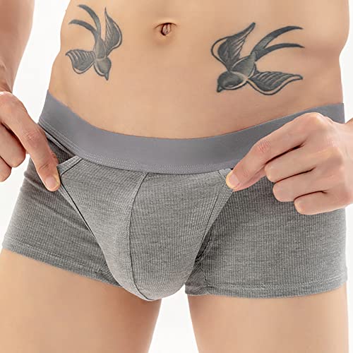 Men's Boxers Briefs Fly Pouch Front Open Breathable Bulge Underwear Separated Pouch Trunks2