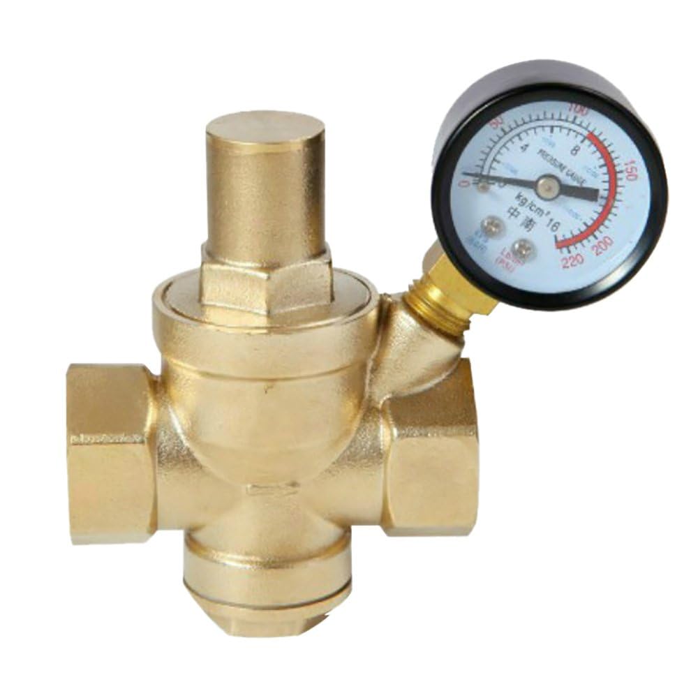 DN15 DN20 DN25 DN32 BSPP Adjustable Brass Water Flow Pressure Reducing Valve with Gauge – Female