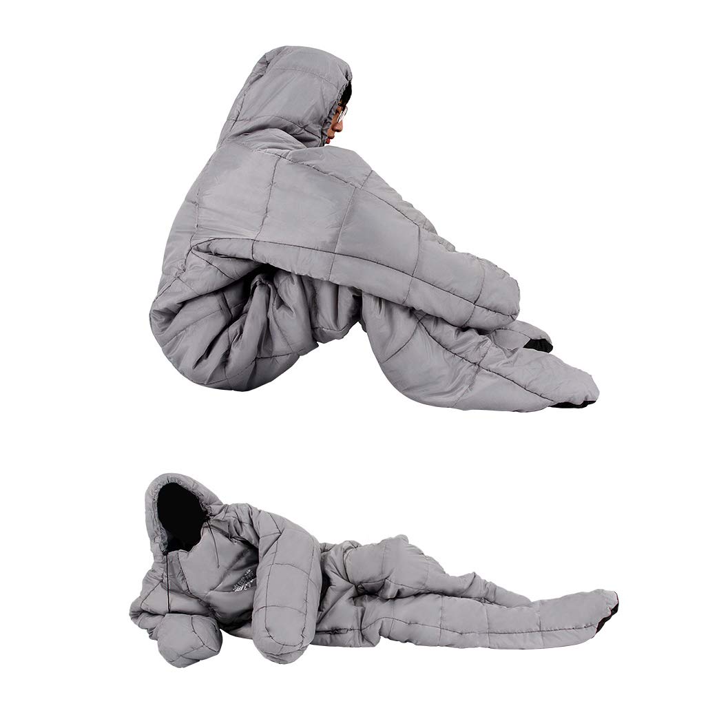 WING Steh-Schlafsack Mit Füßen Für Erwachsene - Wasserdicht, 3-Jahreszeiten - Für Camping, Festivals - Größe L (160-185 Cm)