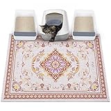 Glittme Cat Litter Mat with Non-Slip Bottom Litter Box Mat 40'X30' Litter Trapping Mat Easy to Clean Washable Cat Food Mat for Kitty,XL