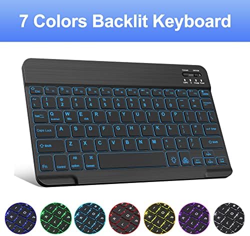 JADEMALL Keyboard Case for New iPad Air 5th/4th Generation, 7 Colors Backlit Detachable Wireless Bluetooth Keyboard, Slim Cover with Pencil Holder for iPad Pro 11/iPad Air 10.9 Inch 2022/2020,Black