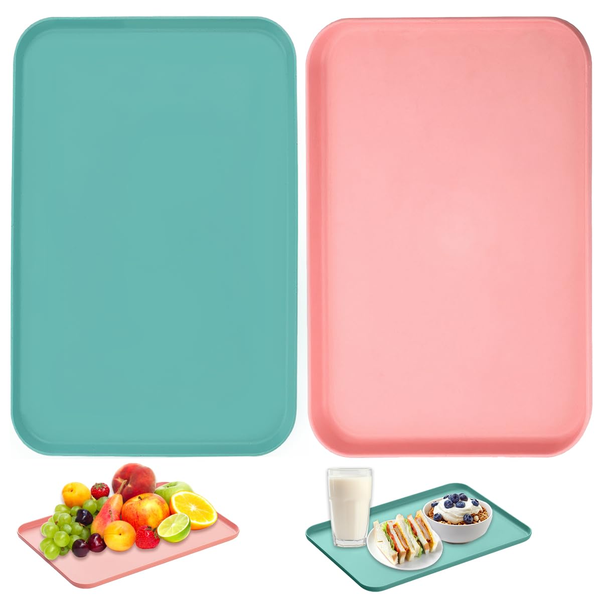 2 Pezzi Vassoio Plastica Rettangolare, Vassoio Caffe, Vassoio Da Portata in Plastica, Vassoi Fast Food, Vassoio Servizio Rettangolare, Vassoi per Ristorante, Feste, 30.5 x 22 cm