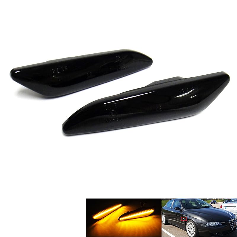 Clignotants latéraux LED noirs répétiteurs pour Alfa 147 937 Lancia Delta 844 Tipo 356