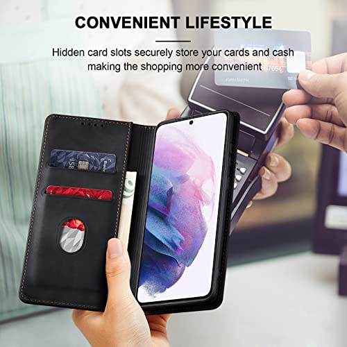 Image of Jasonyu Flip Wallet Case for Samsung Galaxy S21 Plus /S21+ 5G,Black
