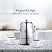 Minos Moka Pot Espresso Maker - 4 cups - 7.5 fl oz - Stainless Steel And Heatproof Handle - Suitable for Gas, Electric And Ceramic Stovetops