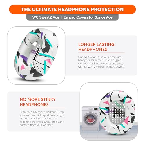 Funda para almohadillas de auriculares WC SweatZ Ace para Sonos Ace | Hecha por Wicked Cushions | Silicona premium, resistente al sudor y lavable fácilmente | Blanco años 90 miniatura 5