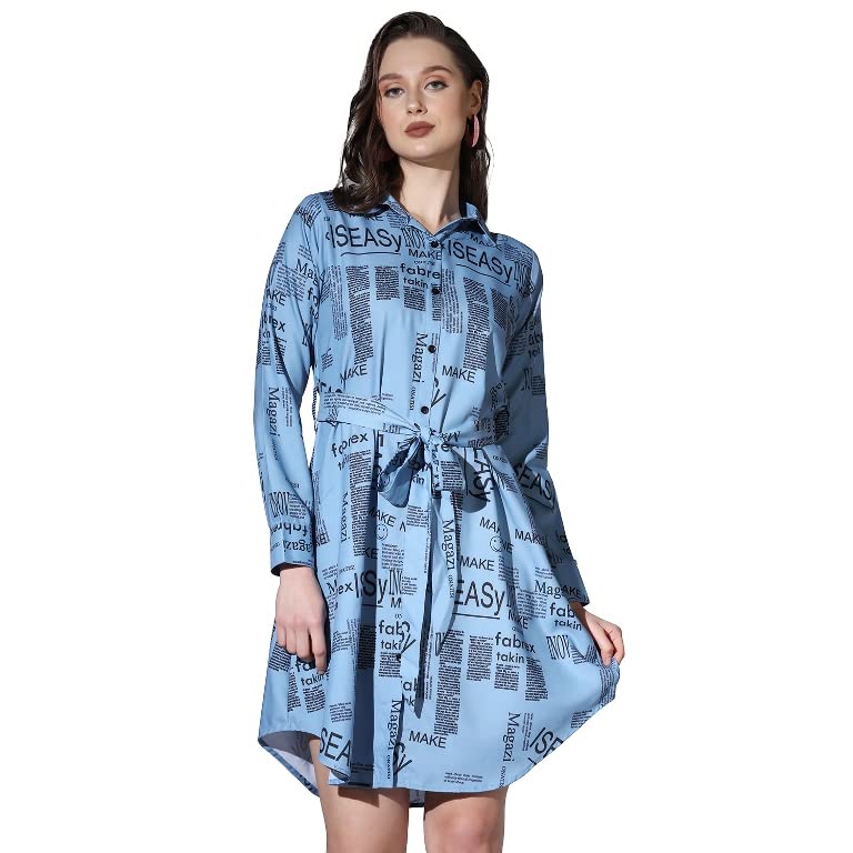 Dhruvi Trendz Womens Rayon Women Western Dresses Regular Fit A-Line (Dt-Wd1072_Blue_M)