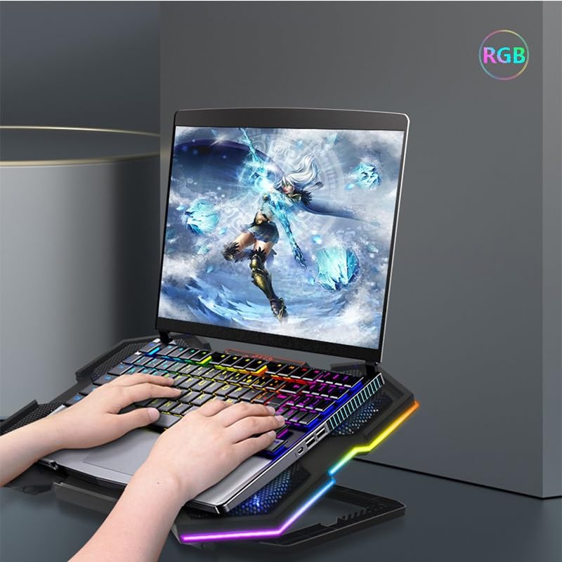 Adjustable Six Fan Desktop Quiet Laptop Cooling System