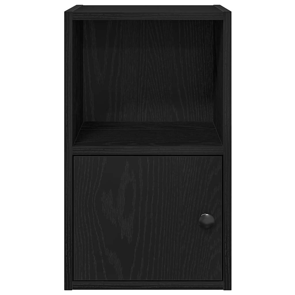 Libreria nera effetto rovere, 31 x 24 x 52 cm, in legno con porta e ripiano, per soggiorno, ufficio, cameretta dei bambini, corridoio, organizer versatile per libri, documenti, decorazioni