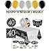Produktbild 40.ster Geburtstag. Komplettes Party Set zum 40 Geburtstag Gold Schwarz Silber plus Glitter, 41 Teile komplette Dekoration zum 40 Happy Birthday