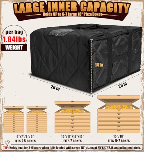 MyLifeUNIT Pizza Bag for Delivery, Thermal Insulated Pizza and Food Delivery Bag, 20" x 20" x 14" Pizza Warmer Bag, Holds 6-7 Large 18" Pizza Boxes, Hot Pizza Carrier Insulated Bags by MyLifeUNIT - Image 2