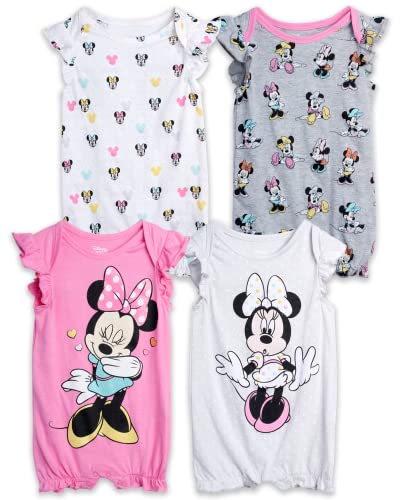 Image of Disney Baby Girls’ Minnie Mouse Romper - 4 Piece Newborn Layette Bodysuit (0-24M)