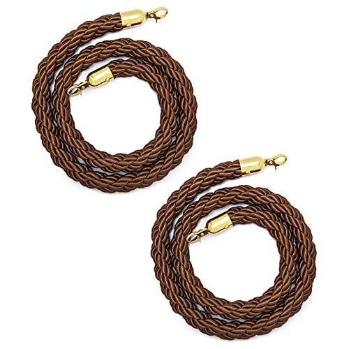 Corde de barrière en chanvre marron 4m lot de 2 avec mousquetons dorés