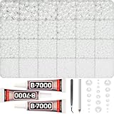 16500Pcs White Half Pearls Beads for Crafting, 2-10mm Mixed Sizes Flat Back Glue On Pearls Rhinestones Gems with B7000 Glue for Crafts Bedazzling Shoes Clothes and More