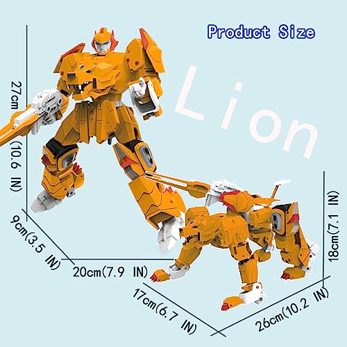 Gaginan Lion Warrior Turn Into Robot Toy, Sagacious Animal Robot Action Figure, 10-Inch Deformation Robot Figures, Disassembly Toys For Boys & Girls Age 6+(Yellow) #TOP3