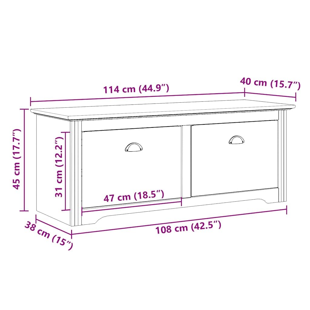 Banco de recibidor BODO Blanco y marrón 114x40x45 cm, Bancos Baul para Dormitorio, Banco Vestidor, Banquetas, Bancos para Cocina, Banco Auxiliar Cocina, Banco Vestuario - 4016870